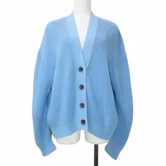 B&Y ユナイテッドアローズ BEAUTY&YOUTH ビューティー&ユース 畦ショートVネック カーディガン ニット 長袖 厚手 ワイド ドロップショルダー ライトブルー 水色 ■GY14 X