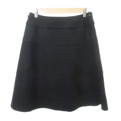 トゥービーシック TO BE CHIC 美品 ウール スカート ひざ丈 フレア 無地 厚手 42 約Lサイズ 黒 ブラック ■YHS7