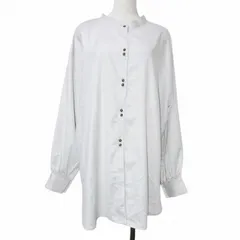 クラシカルエルフ Classical Elf 光沢 2wayダブルボタンシャツ ブラウス 長袖 バンドカラー チュニック丈 L ライトグレー ■MMI X