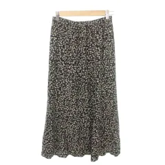 スピック&スパン Spick&Span 美品 スカート フレア ロング フラワー 花柄 ウエストゴム 薄手 38 約Mサイズ 黒 ブラック ■YHS6