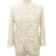 ユナイテッドアローズ UNITED ARROWS カットソー 長袖 総レース ボートネック 薄手 38 約Mサイズ ベージュ ■YHS3