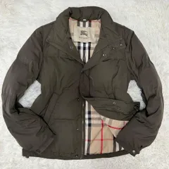 【極美品/XL】BURBERRY LONDON バーバリーロンドン ダウンジャケット ミドルコート アウター コート ジップアップ メガノバチェック カーキ ベージュ フォール ビジネス カジュアル 通勤 通学 入社式 入園式 卒園式 卒業式 メンズ