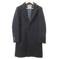 フォーワンセブンバイエディフィス 417byEDIFICE ZOZO チェスターコート ロング ウール混 ジャケット カジュアル ビジネス MS 紺 ネイビー ■MMI