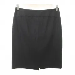 アンタイトル UNTITLED 美品 ウール スカート ひざ丈 タイト ストライプ スリット 薄手 3 約M～Lサイズ 黒 ブラック ■YHS7