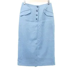 ナチュラルビューティーベーシック NATURAL BEAUTY BASIC ロング タイト スカート フロントボタン M 水色 ライトブルー A1204