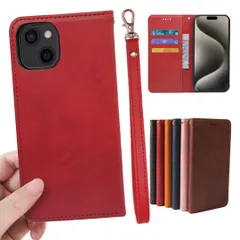 新品 適用 iPhone 15 ケース 手帳型 PUレザー ストラップ 同梱 カード収納 スタンド機能 耐衝撃 アイフォン15 スマホケース 手帳 いphone15 case カバー 財布型 内蔵マグネット 弱磁 ストラップホール 携帯カバー レトロ 真っ赤
