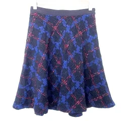 アンタイトル UNTITLED フレア スカート ひざ丈 ツイード調 チェック 1 S相当 黒 ブラック ■YHS2 A1124