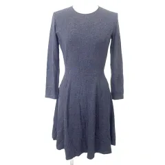 セオリー Theory ジャージー ワンピース ひざ丈 フレア 長袖 2 M相当 チャコールグレー ■YHS2 A1124