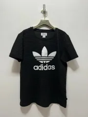 085 adidas ブラック 半袖 Tシャツ トレフォイル ロゴ