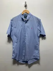 M /95 POLO RALPH LAUREN ポロラルフローレン 半袖 ギンガムチェック シャツ ブルー