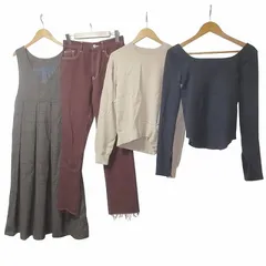 ケイビーエフ KBF アーバンリサーチ イリ illi 衣類 4点セット まとめ ニット カットソー パンツ ジャンパースカート 長袖 無地 チェック マルチカラー One 36 S相当 X