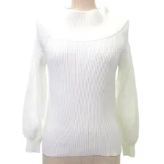 23区 オンワード樫山 美品 リブ ニット セーター 32 XS相当 白 ホワイト ■YHS8 A1017