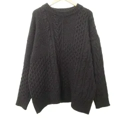 フリークスストア FREAKS STORE ケーブル ニット セーター クルーネック プルオーバー F 黒 ブラック