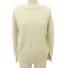 ナノユニバース nano universe ウール ニット 長袖 クルーネック 無地 ボートネック 薄手 36 約Sサイズ アイボリー ■YHS10