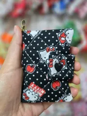 ハローキティ キルティング スナップボタン カードウォレット ブラック