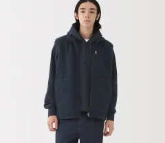 無印良品 ボア フリース ベスト ネイビー XL
