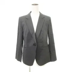 23区 オンワード樫山 美品 テーラードジャケット 羽織 日本製 44 約XL-XXL 大きいサイズ チャコール ■YHS5