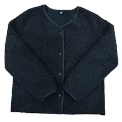 ▪︎ユニクロ ボアフリースVネックカーディガン Lサイズ ブラック 長袖 もこもこ 防寒 カジュアル 部屋着 アウター