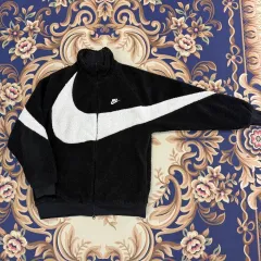 (XL)ナイキ NIKE ビックスウォッシュ リバーシブル フリース ジャケット (ブラック/ホワイト)