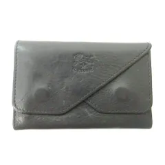 イルビゾンテ IL BISONTE カードケース レザー ロゴ ボタン 黒 ブラック