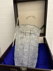 レトロ　BOHEMIAN GLASS ボヘミアグラス フラワーベース 花瓶 クリスタルチェコスロバキア製 ボヘミアガラス カットガラス 500PK 箱付