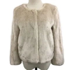 ジルバイジルスチュアート JILL by JILLSTUART ジャケット ノーカラー シングル フェイクファー 無地 長袖 S ベージュ