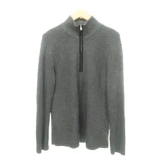 カルバンクラインシーケー Calvin Klein C.K 美品 ニット セーター 長袖 ハーフジップ Lサイズ チャコール ■YHS9