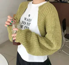 オヨン ミックス ルーズ ボレロ チャコール グレー ニット カーディガン 春 服 アウター エイブリー