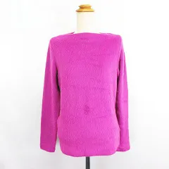 ユナイテッド・カラーズ・オブ・ベネトン UNITED COLORS OF BENETTON ニット カットソー 長袖 スラッシュドネック 起毛 ストレッチ M パープル ※EKM