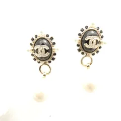 美品 CHANEL シャネル (B22 P) 両耳ピアス ライトストーン ココマーク パール レディース AY7989W2 