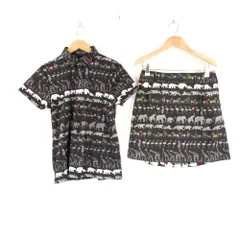 美品 23区 GOLF ポロシャツ スカート 2点 ポロI スカート0 ポリエステル他 セットアップ アニマル 動物 ゴルフウェア レディース AU3854A7 