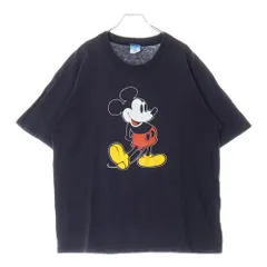 VINTAGE (ヴィンテージ) 80s DISNEY Mickey Mouse ディズニー ミッキー 黄色足 フロントプリント Tシャツ 半袖カットソー ブラック