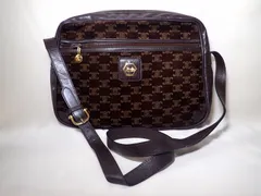 希少　ヴィンテージ　セリーヌ　CELINE　マダカム柄　（ブラゾン柄）　スエード＆本革　ショルダーバッグ　　ブラウンカラー