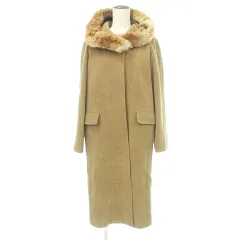 ロペ ROPE 美品 アンゴラ混 フォックスファー コート 比翼ボタン 日本製 7AR 約Sサイズ 茶 ブラウン ■YHS9