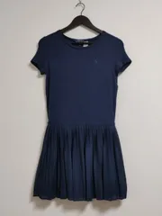 【204932】POLO RALPH LAUREN ラルフローレン  ワンピース　切り替え　レーヨン生地　ロゴ刺繍　ストレッチ　サイズL/G（12・114）  ・ ネイビー