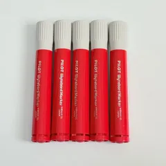 PILOT パイロット ホワイトボードマーカー Wytebord Marker 中字 大型 赤 5本セット WBMAR-12L インキ補充タイプ まとめ売り 定番人気 書きやすい 会議 学校 オフィス備品 ストックに