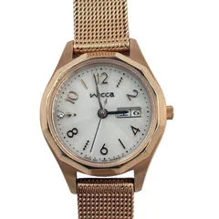 ■ CITIZEN Wicca ソーラーテック レディース腕時計 ピンクゴールド メッシュベルト デイト表示 稼働品