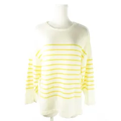 サマンサモスモス SM2 blue ニット セーター ラウンドネック 長袖 ボーダー F 黄 イエロー /AO17