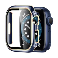 【新着商品】対応 Apple Watch ケース Series SE3/SE2/SE/6/5/4 44mm 保護 メッキ加工 Apple Watch カバー 二色 ガラスフィルム 一体型 アップルウォッチ カバー PC素材 日本旭硝子材 二重構造 耐衝撃 アッ