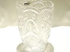 未使用品 ボヘミア ガラス 花瓶 ◇ クリスタル カットガラス クリア BOHEMIA 硝子 インテリア ▼7L