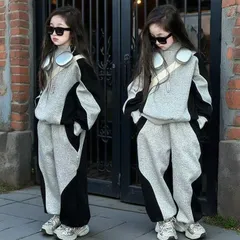 上下セット セットアップ 秋服 切替 スポーツ キッズ ジュニア 長袖 パンツ セット 長ズボン 2点セット 春秋 KSGA170(120-170)