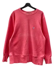 チャンピオン Champion 90s 90年代 刺繍タグ REVERSE WEAVE リバースウィーブ  USA製 ロゴ 刺繍 目付き トレーナー フェード サーモンピンク スウェット ワンポイント ピンク Lサイズ 104MT-2511