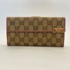 3258 GUCCI グッチ 長財布 GG キャンバス Wホック ピンク系 レザー