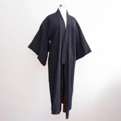 昭和初期〜中期頃 木綿 藍染縞 長着着物 裏面 クレイジーパターン｜和装・資料・ハンドメイド・リメイク素材のサムネイル