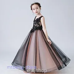 子供ドレス 発表会 ロングドレス ブラック 女児 ドレス Vネック ノースリーブ 黒 演奏会ドレス 150 160 発表会ドレス 子ども キッズドレス