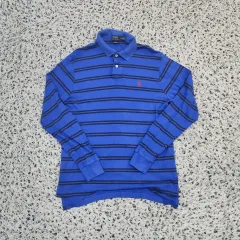 M ポロ ストライプ 長袖 カラーTシャツ (561)