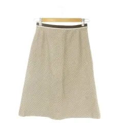 イエナ IENA スカート 38 茶 ブラウン 斜めストライプ柄 Aライン ミディ丈 /AO5 ■GY58