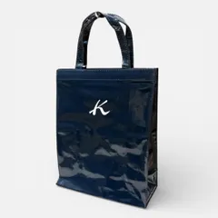 美品 Kitamura エナメル トートバッグ ネイビー Kロゴ エコバッグ