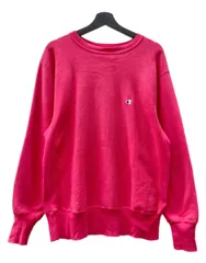 チャンピオン Champion 90s 90年代 刺繍タグ REVERSE WEAVE リバースウィーブ  USA製 ロゴ 刺繍 目付き トレーナー スウェット ワンポイント ピンク Lサイズ 104MT-2513