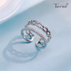 指輪 レディース   オープンリング サイズフリー 2連 チェーン風 CZダイヤ キュービックジルコニア きらきら 上品 きれいめ 大人可愛い 高見え 重ね風 華奢 冬コーデ 早春コーデ 彼女へ バレンタイン 送料無料 即購入OK 最短当日〜翌日発送